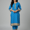 Elegant Blue Printed Karandi 2-Piece Suit