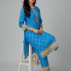 Elegant Blue Printed Karandi 2-Piece Suit