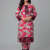 Black Red Red & Black Palm Leaf Printed Karandi 2-Piece Suit