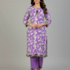 Lavender Floral Printed Karandi 2-Piece Suit