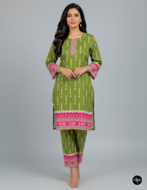 GP Olive Green Printed Karandi 2-Piece Suit