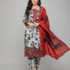 Elegant Black & Red Floral Winter Bana Dora Suit