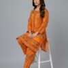 Radiant Orange Traditional Printed Khaddar 2-Piece Suit