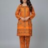 Radiant Orange Traditional Printed Khaddar 2-Piece Suit
