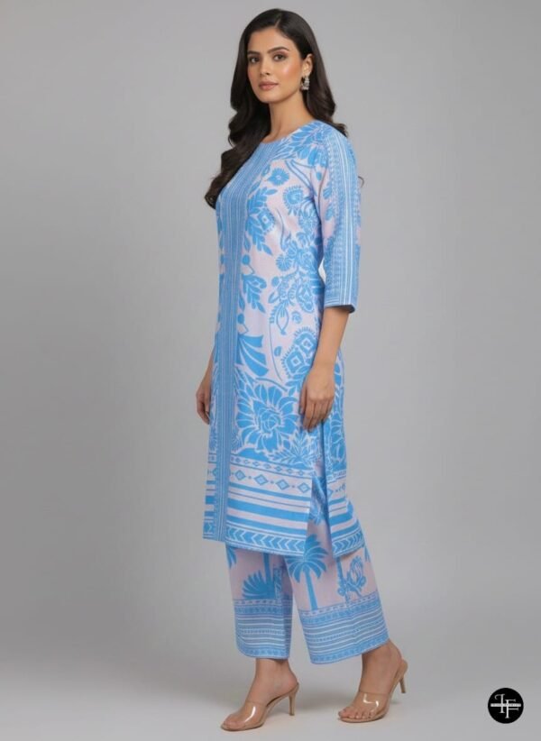 Elegant sky Blue Printed Khaddar 2-Piece Suit