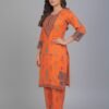 Ethnic Print Kurta And Palazzos 2 Pc Khaddar Suit