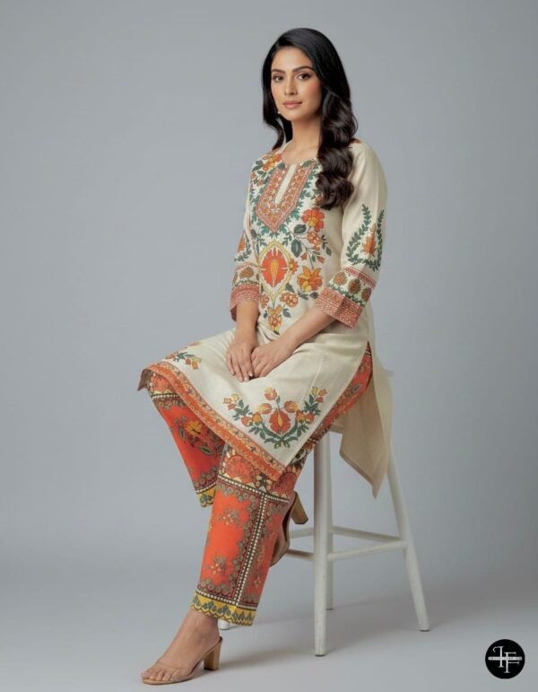WhatsApp Image 2025-12-06 at 1.26.47 PM Cream and Orange Floral Ensemble Khaddar 2 Pc Suit