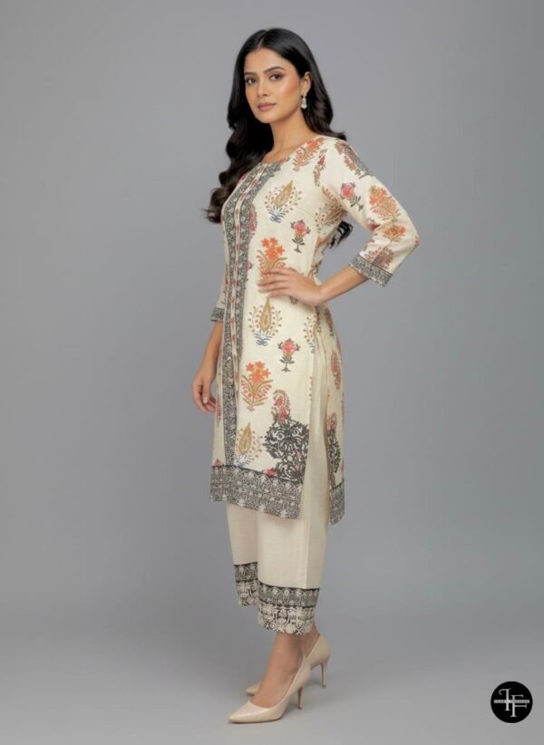 Elegance Tuni Folk Floral Border Khaddar 2 Pc Suit