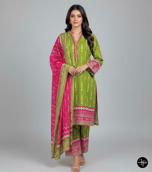 Deep Anthracite and Fuchsia Floral Printed 3pc Suit