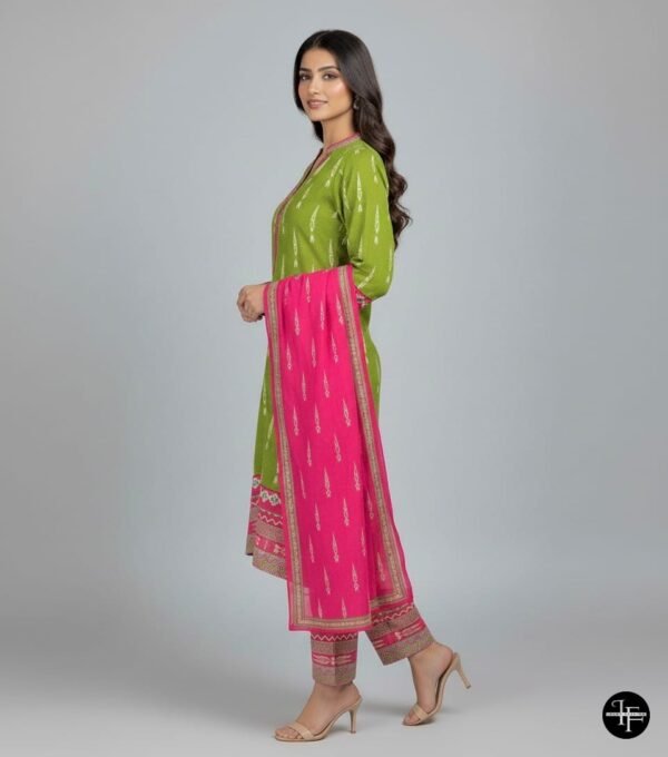 Deep Anthracite and Fuchsia Floral Printed 3pc Suit