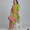 Deep Anthracite and Fuchsia Floral Printed 3pc Suit