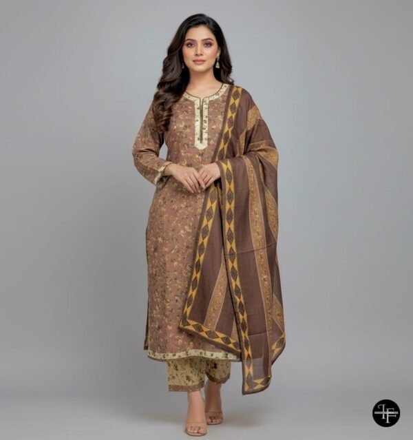 WhatsApp Image 2025-12-12 at 1.23.08 PM (2) Cocoa and Gold Floral Printed 3 pc Suit