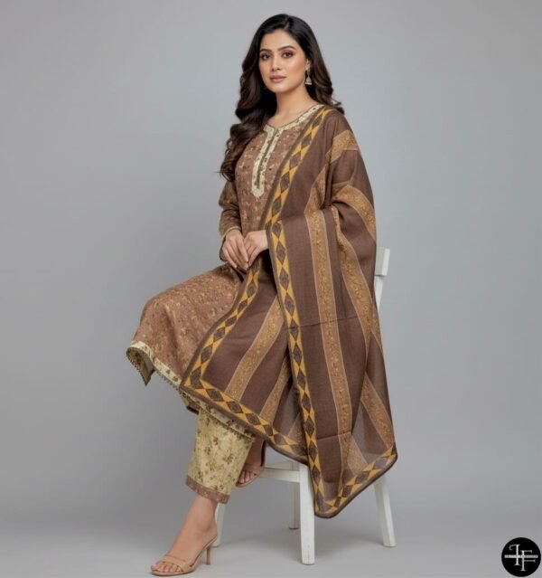 WhatsApp Image 2025-12-12 at 1.23.09 PM Cocoa and Gold Floral Printed 3 pc Suit