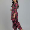 Deep Grey & Hot Pink  Printe Karrandi 3pc Suit