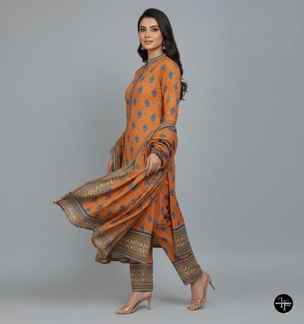 Rust Orange  Printes Karrandi 3pc Suit